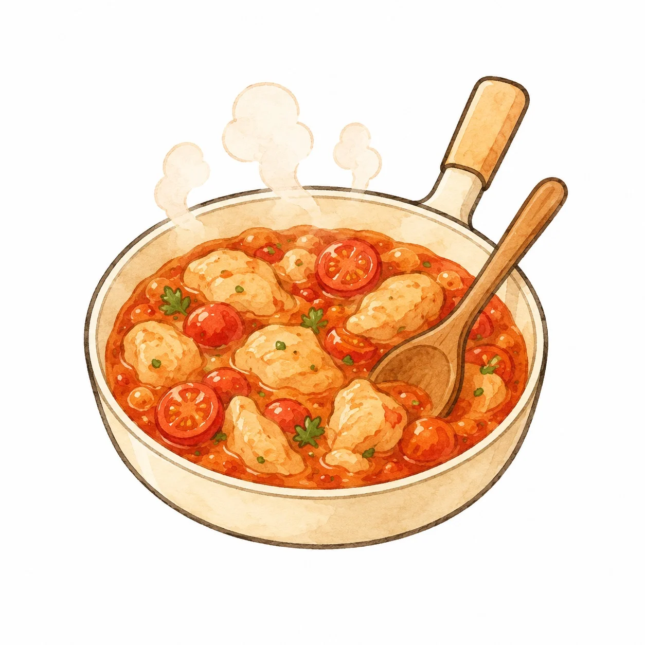 鸡胸肉正在锅中烹饪